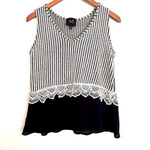Anthropologie W5 Sleeveless Black White Top Size Small